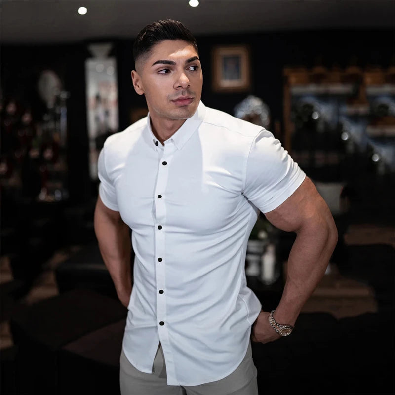 Camisa Social Masculina Manga Curta