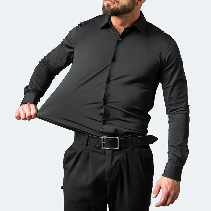 Camisa Social Masculina Com Elastano