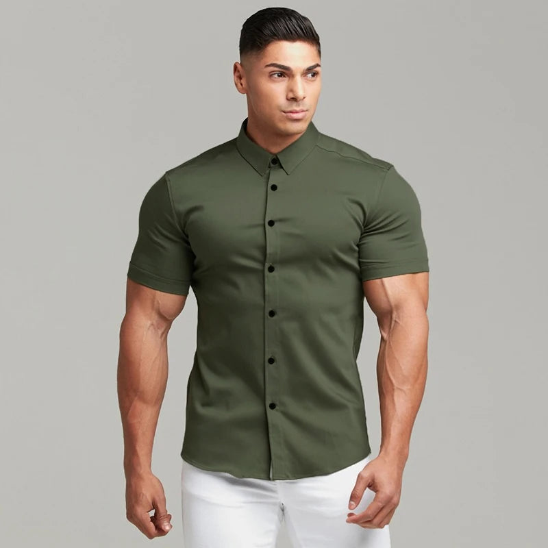 Camisa Social Masculina Manga Curta